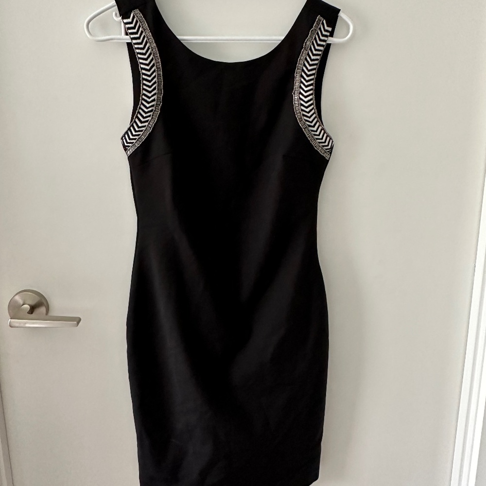 Black Zara Cocktail Dress with Zebra Detail Size S
